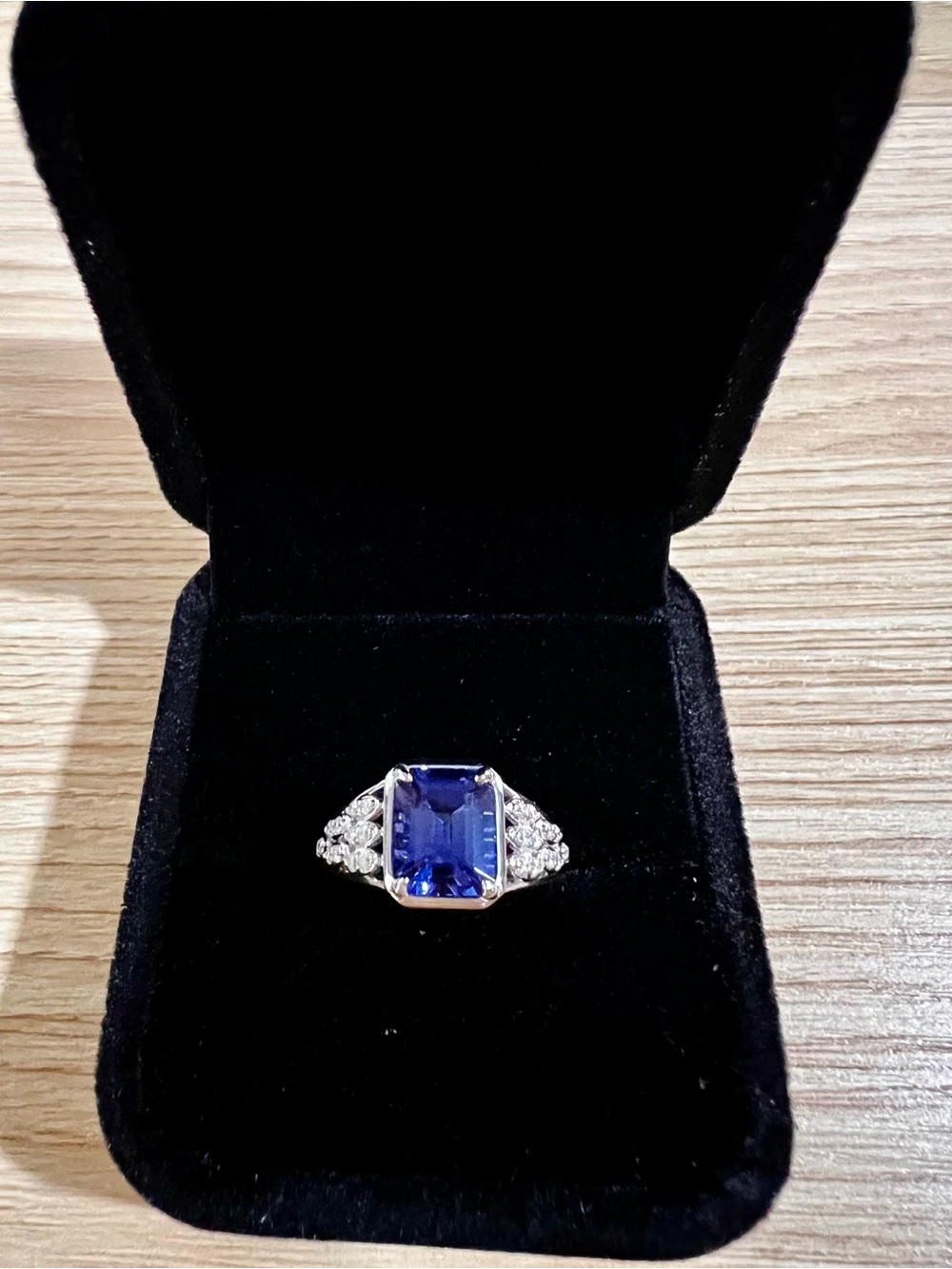 Affinity Gems Emerald Cut Tanzanite & Diamond Ring